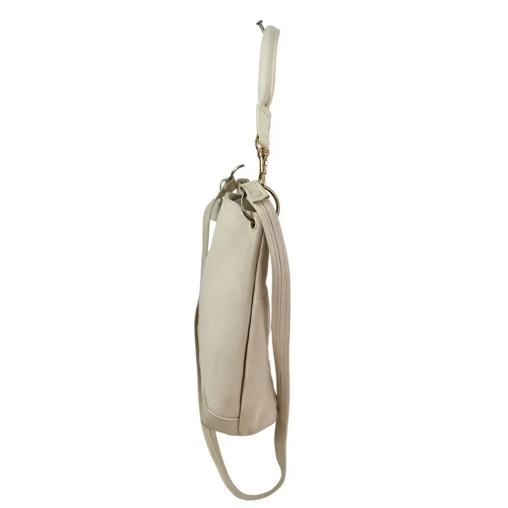 GIANI BERNINI CREAM WHITE GENUINE LEATHER SATCHEL SHOULDER BAG HANDBAG PURSE
